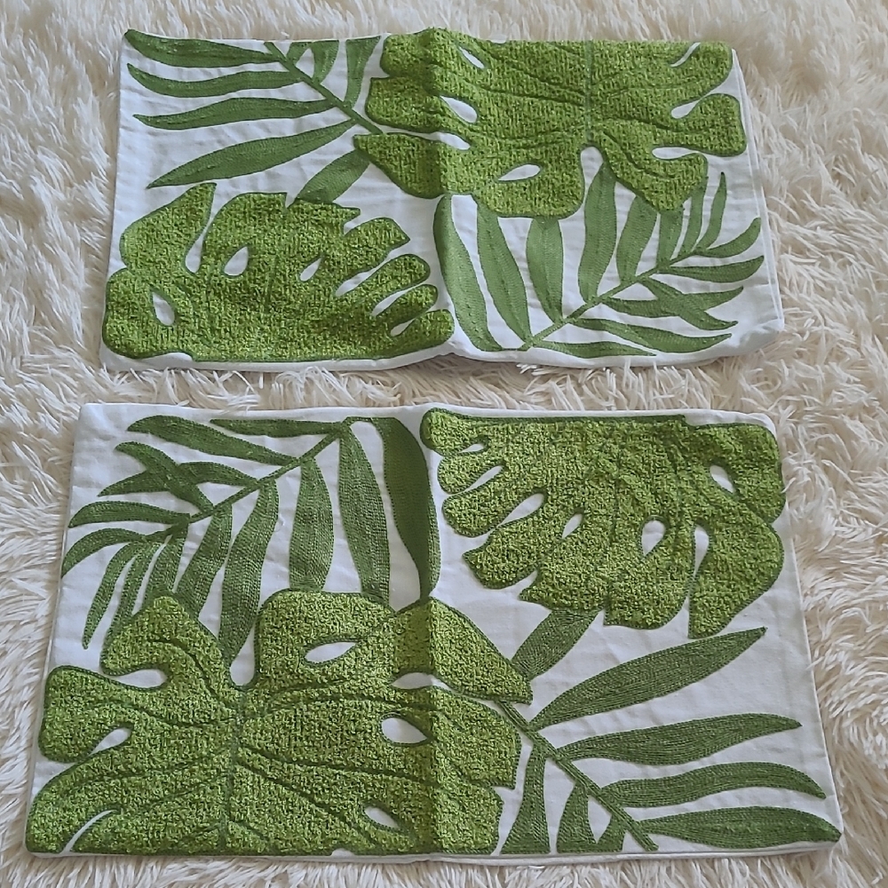 Tropical Green Leaf Pullow Cases 2 Pcs  Set